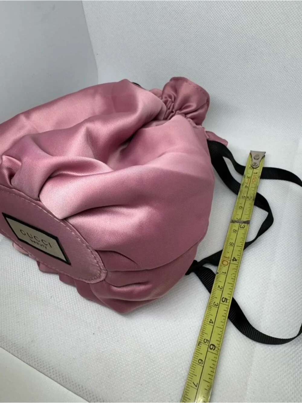 Gucci Beauty Cosmetic Pouch Set of 2 Pink & Beige Drawstring Bags 0892